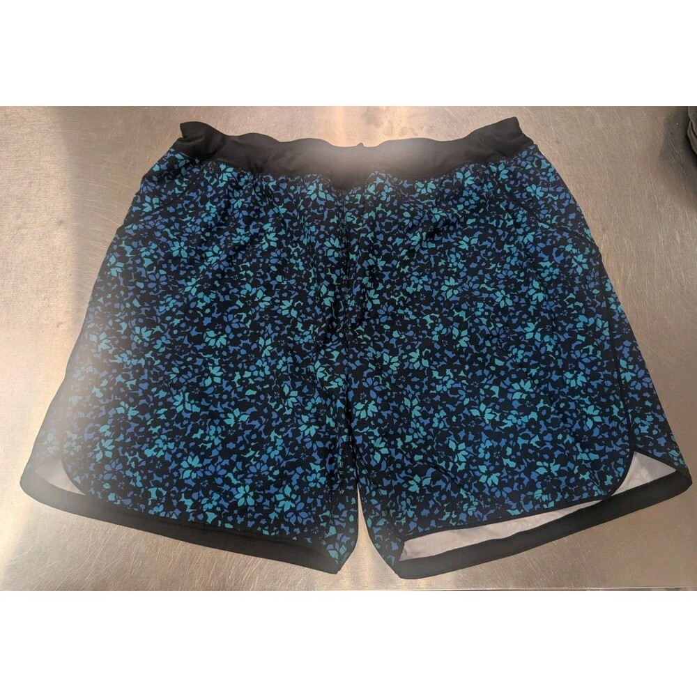 NWOT Lands End 26w Swim Shorts Womens Black Blue elastic waist lined Plus Sized